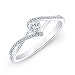14k White Gold 1/4ct Center White Diamond Swirl Engagement Ring