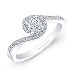 14k White Gold Diamond Swirl Engagement Ring