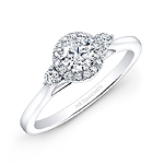 14k White Gold Diamond Halo Diamond Engagement Ring