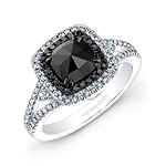 14k White and Black Gold Black Rose-Cut Diamond Center Engagement Ring