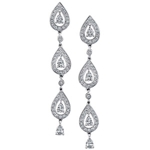 14k White Gold Pave Prong Droplet Diamond Earrings