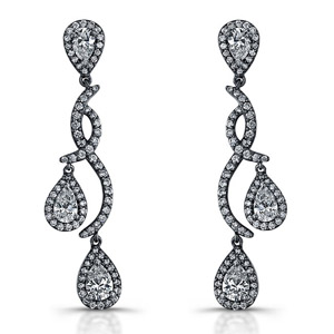 14k White Gold Pear Shaped Diamond Earrings