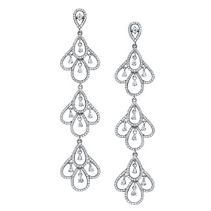 18k White Gold Scallop Chandelier Diamond Earrings NK18028W