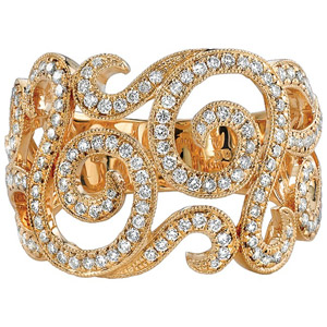 18k Yellow Gold Diamond Swirl Fashion Band
