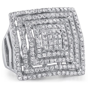 18k White Gold Fashion Diamond Square Band