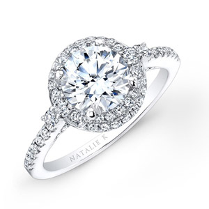 18k White Gold Double Halo Diamond Engagement Ring