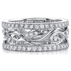 14k White Gold Fashion Diamond Leaf Band