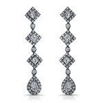 18k White Gold Princess Emerald Diamond Drop Earrings
