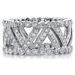 14k White Gold Pave Bezel Diamond Fashion Ring