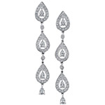 14k White Gold Pave Prong Droplet Diamond Earrings