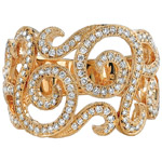 18k Yellow Gold Diamond Swirl Fashion Band