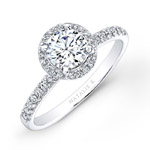 18k White Gold Pave Halo Diamond Engagement Ring