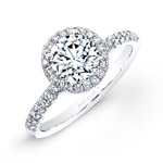 18k White Gold Pave Diamond Halo Engagement Ring