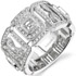 14k White Gold Pave Bezel Asscher Diamond Fashion Ring