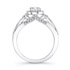 14k White Gold Three Stone Diamond Halo Engagement Semi Mount