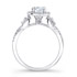 18k White Gold Halo Diamond Engagement Ring with Pear Shaped Side Stones